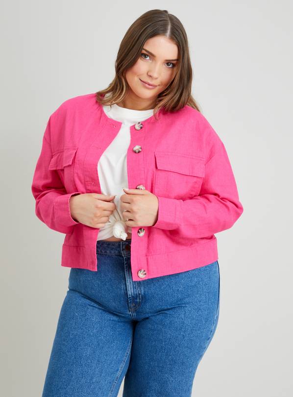 Pink collarless clearance jacket