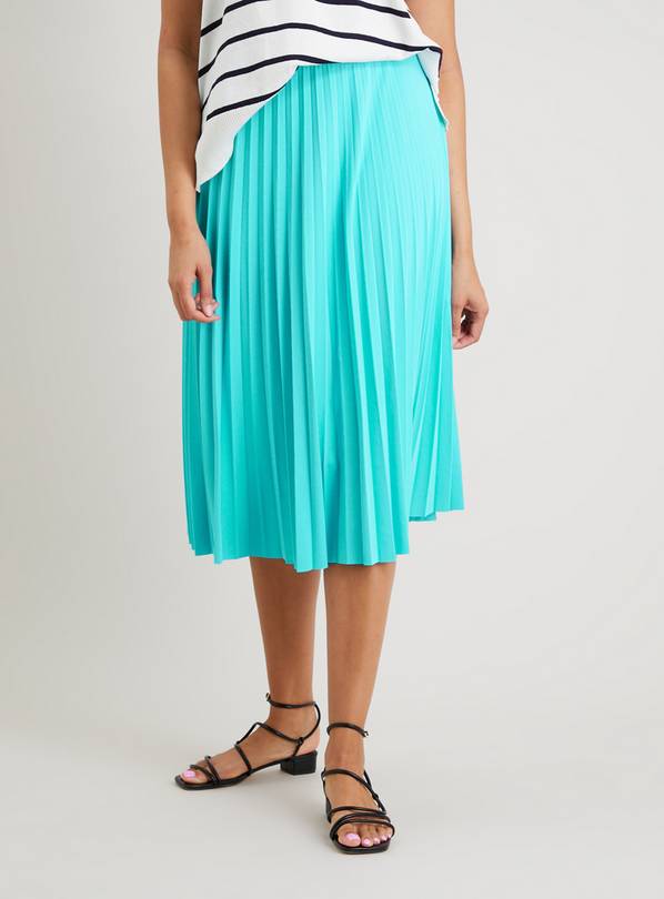 Blue Jersey Pleated Textured Skirt - 16