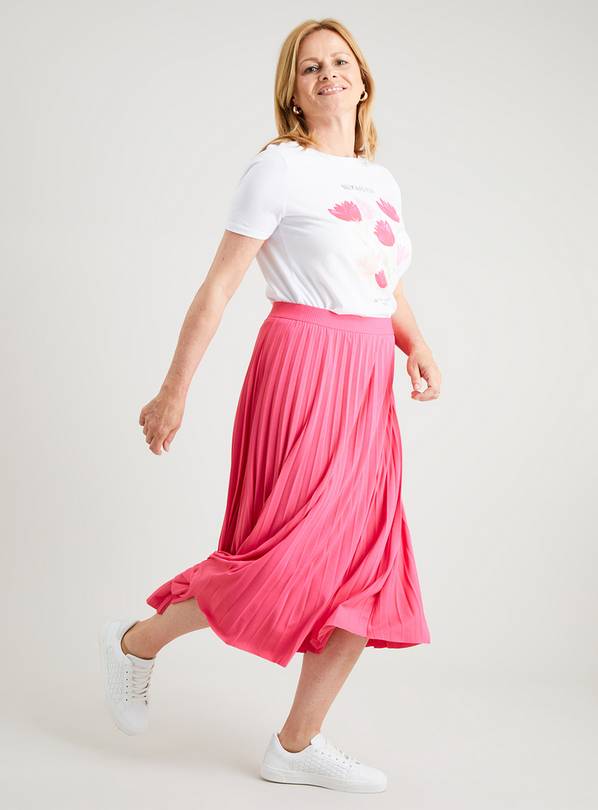 Pink jersey 2025 pleated midi skirt