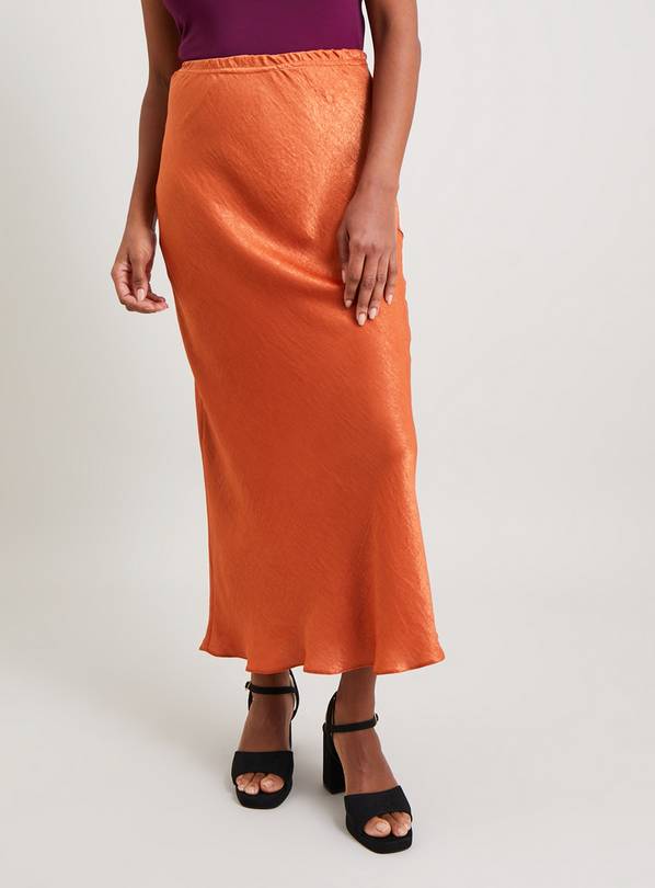 Rust satin outlet maxi skirt