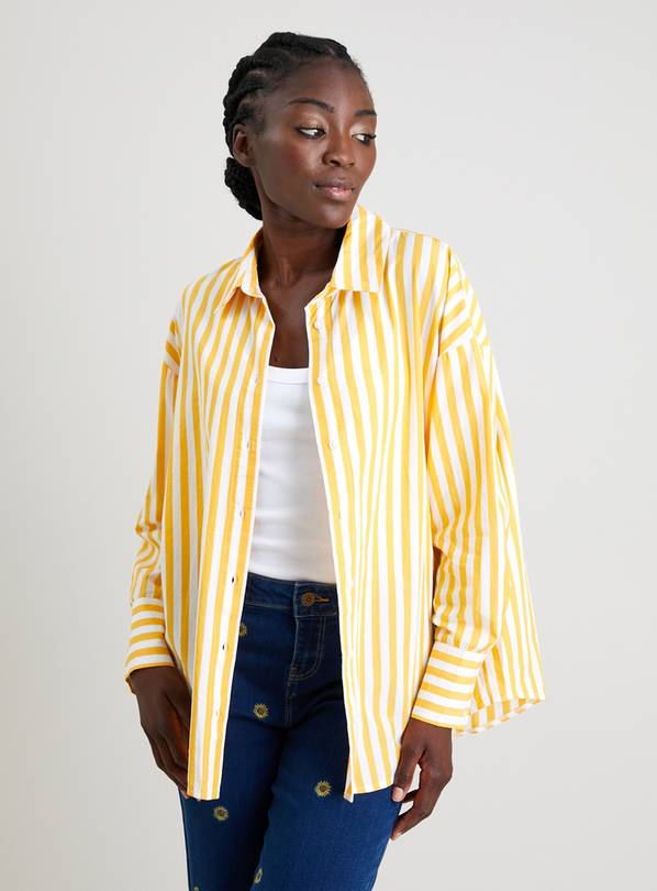 Yellow Stripe Oversized Poplin Shirt 18