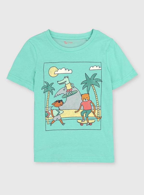 Buy Mint Green Animal Beach Graphic T-Shirt  years | T-shirts and  shirts | Argos