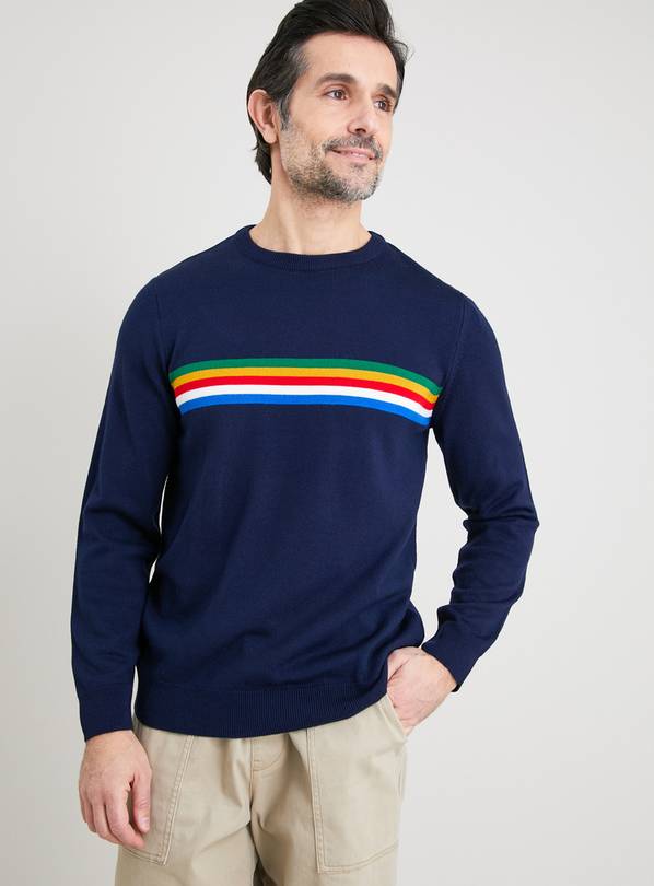 Buy Navy Rainbow Stripe Jumper - S, Jumpers and cardigans