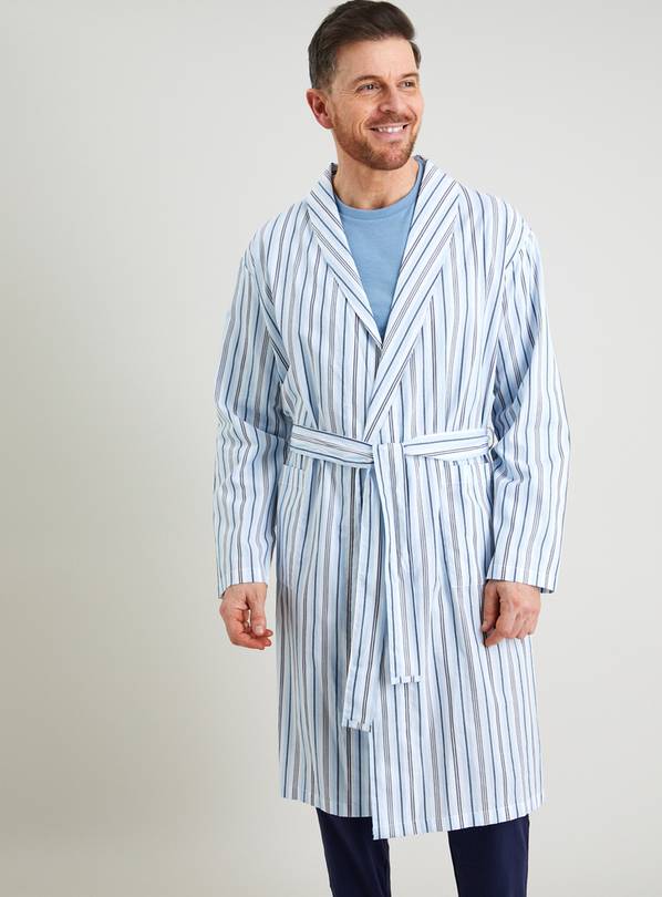 Buy Blue Stripe Woven Dressing Gown - M | Dressing gowns | Argos