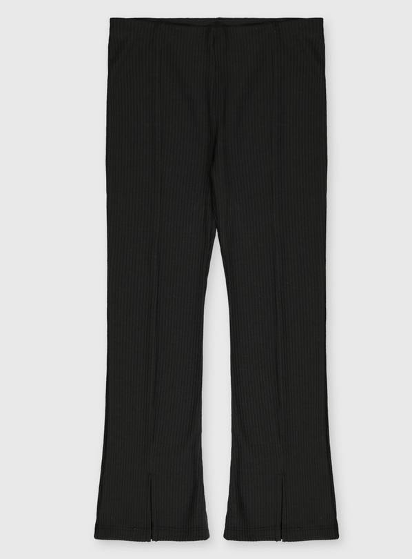 Buy Black Ribbed Split Hem Flares - 3 years, Trousers