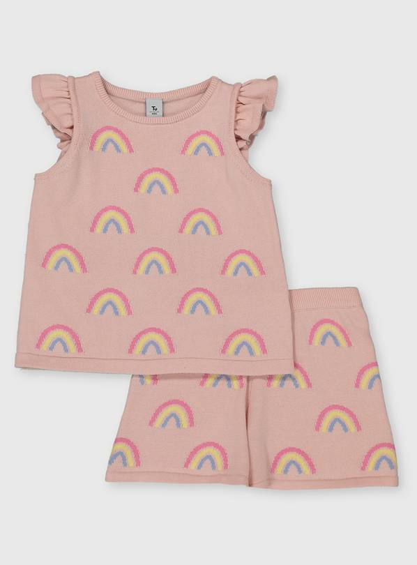 Buy Pink Rainbow Knitted Top And Shorts 1 5 2 Years Skirts And Shorts