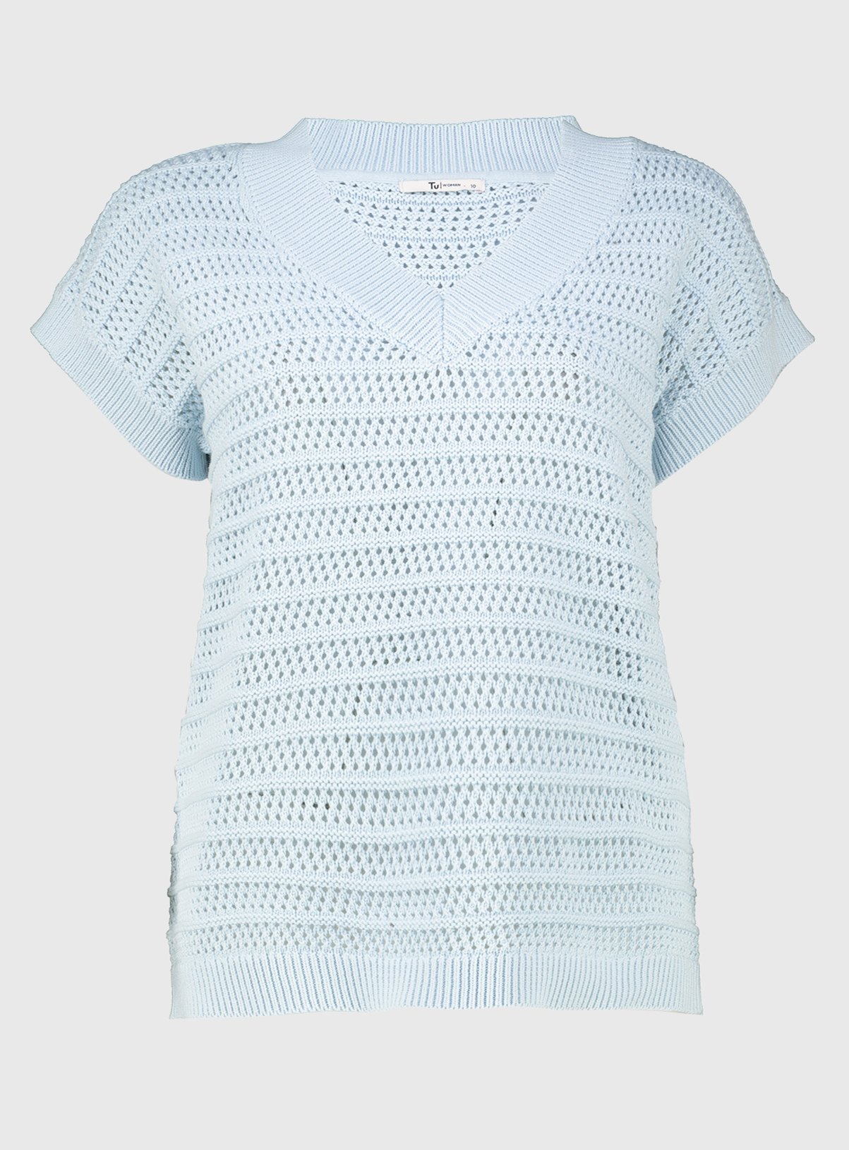 Pale Blue Stitchy V-Neck Tank Top - 10 - Image 3 thumbnail