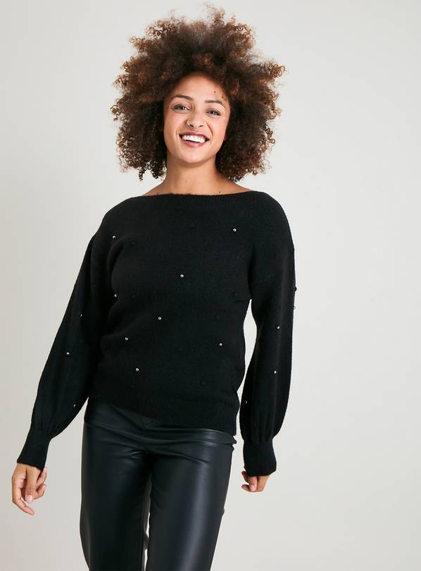 Buy Black Embellished Bobble Knitted Jumper - 22 | Jumpers | Argos