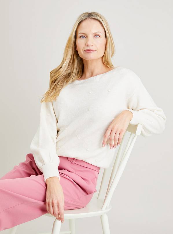Buy Cream Pearl Embellished Bobble Knitted Jumper 18 Jumpers Argos