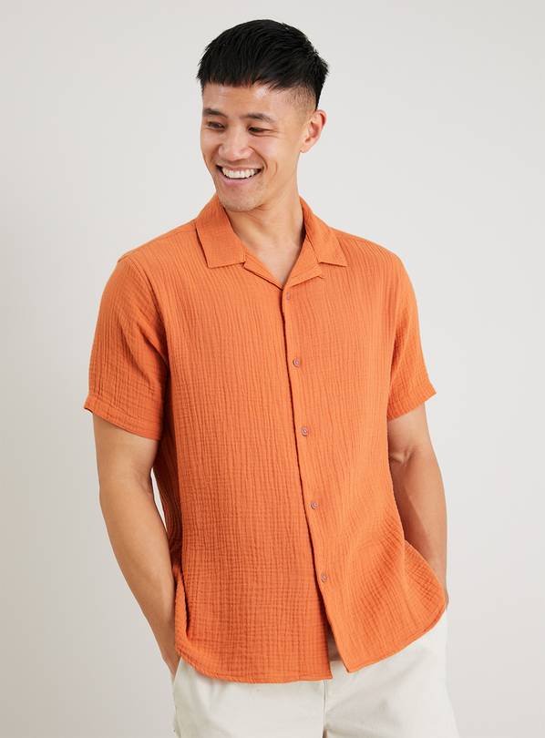 Buy Orange Cheesecloth Regular Fit Shirt XXL Shirts Argos