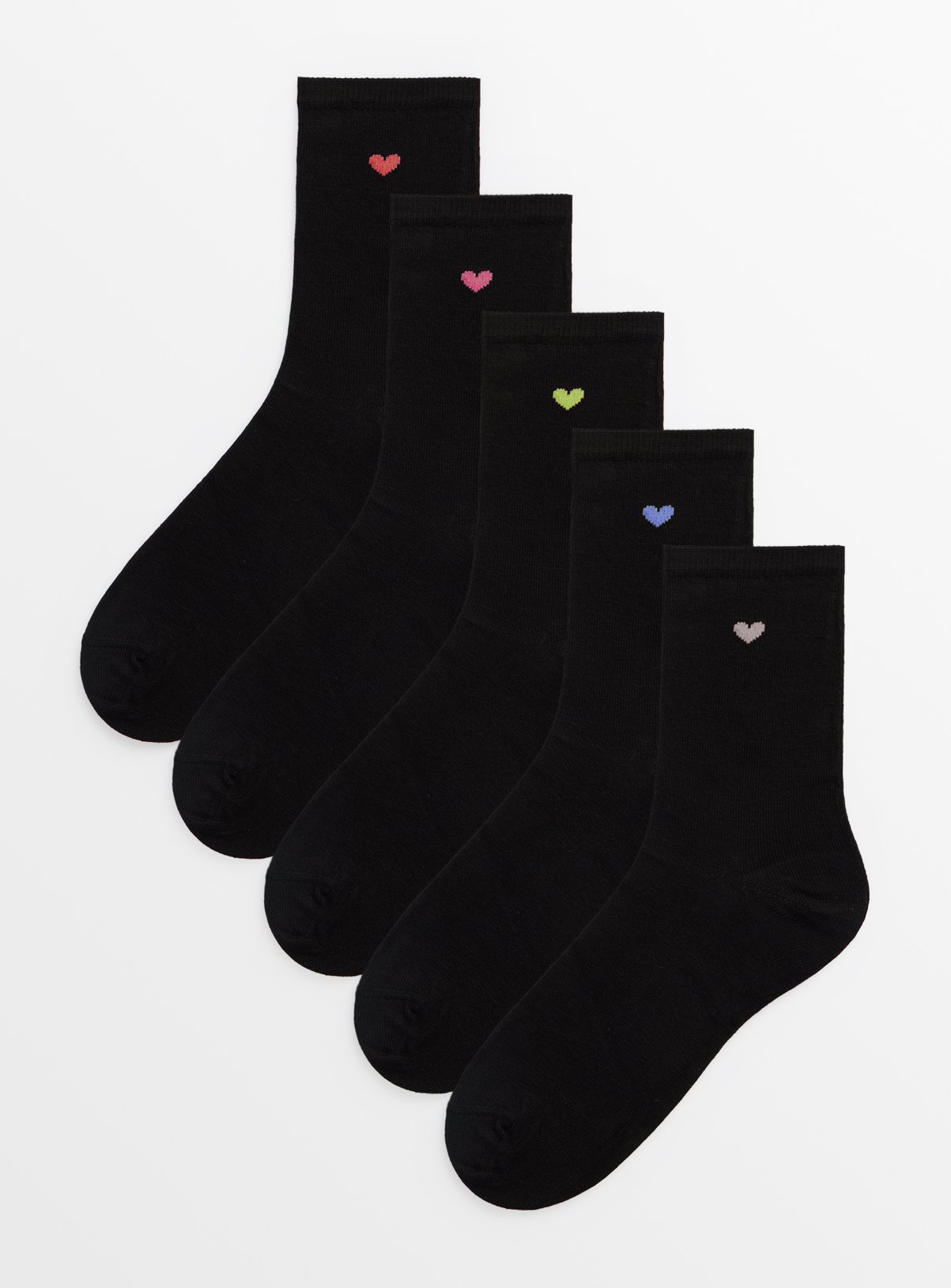 Black Heart Design Ankle Socks 5 Pack 4-8 - Image 1 thumbnail