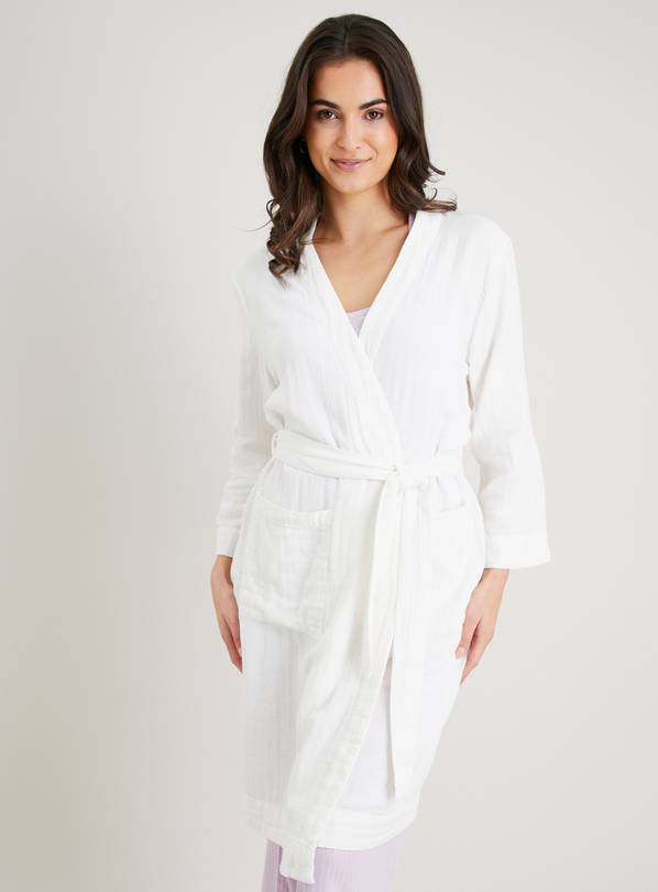 Buy White Double Cloth Dressing Gown S Dressing gowns Argos