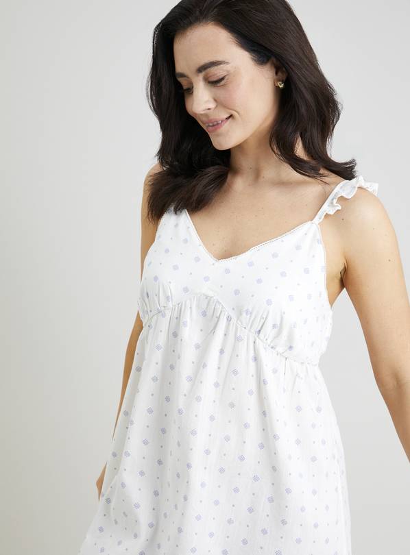 Buy White Blue Tile Print Chemise Nightdress 20 Nightdresses Tu