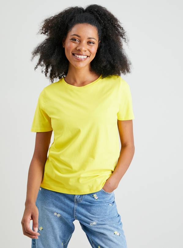 Bright Yellow Regular Fit Crew Neck T-Shirt - 10