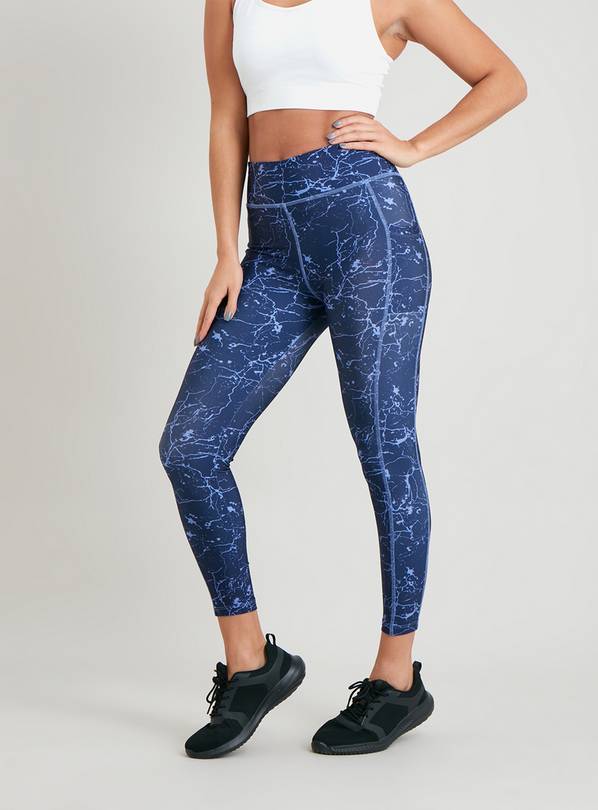 Buy Active Navy Crackle Print Leggings - 14, Sports leggings