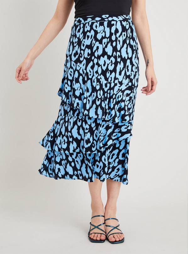 Leopard print hotsell ruffle midi skirt