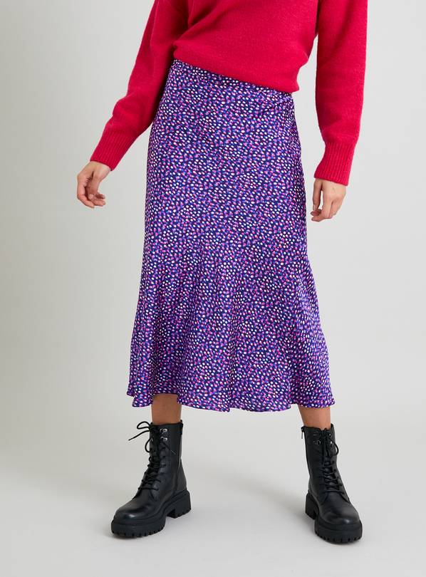 Lilac leopard shop print midi skirt