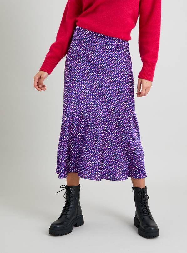 Purple Animal Print Midi Skirt - 16