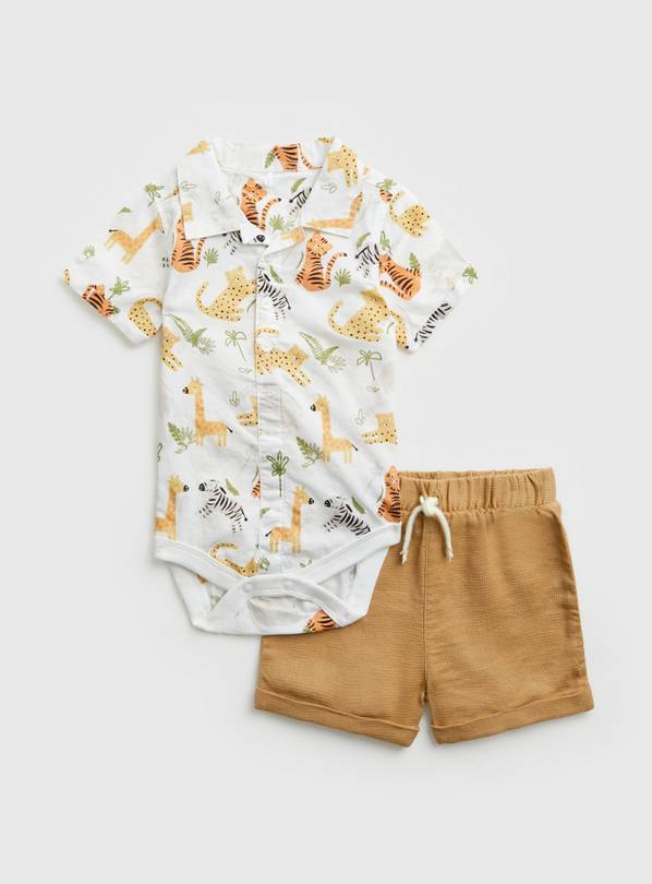 Buy Safari Animal Shirt Bodysuit & Tan Shorts Up to 3 mths Outfits
