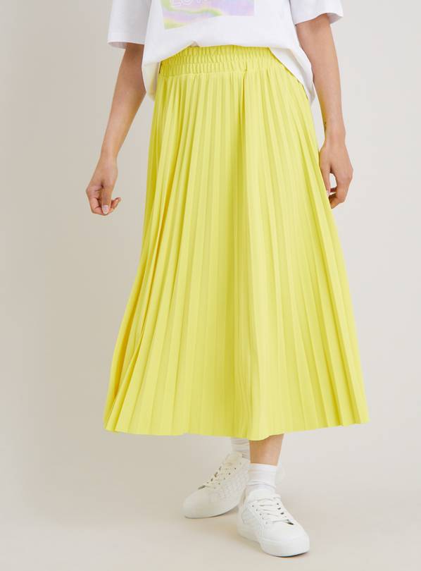Yellow Jersey Pleated Textured Skirt - 12