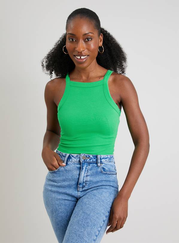Buy Lime Green Rib Square Neck Vest Top 26 Tshirts Argos