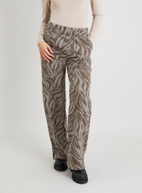 Buy Brown Grey Zebra Print Wide Leg Joggers 10S Joggers Tu