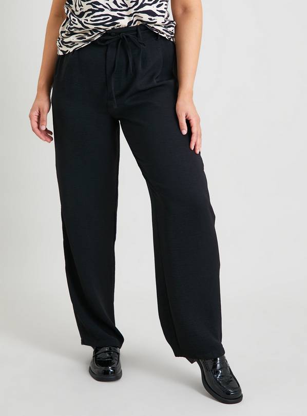 Buy Black Smart Wide Leg Trousers - 16S, Trousers