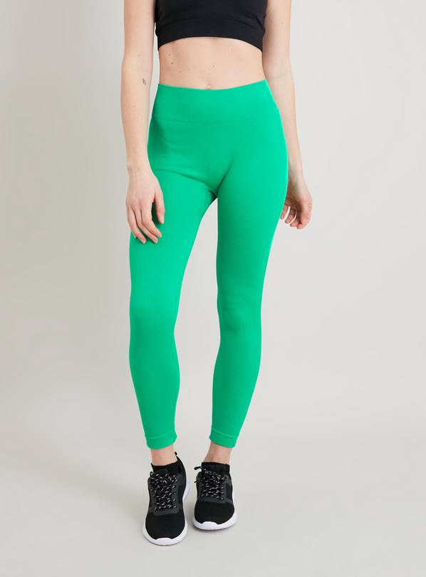 Buy Active Green Seamfree Ribbed Leggings - M | Sports leggings | Tu