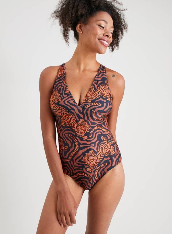 Orange Tiger Print Swimsuit - 26