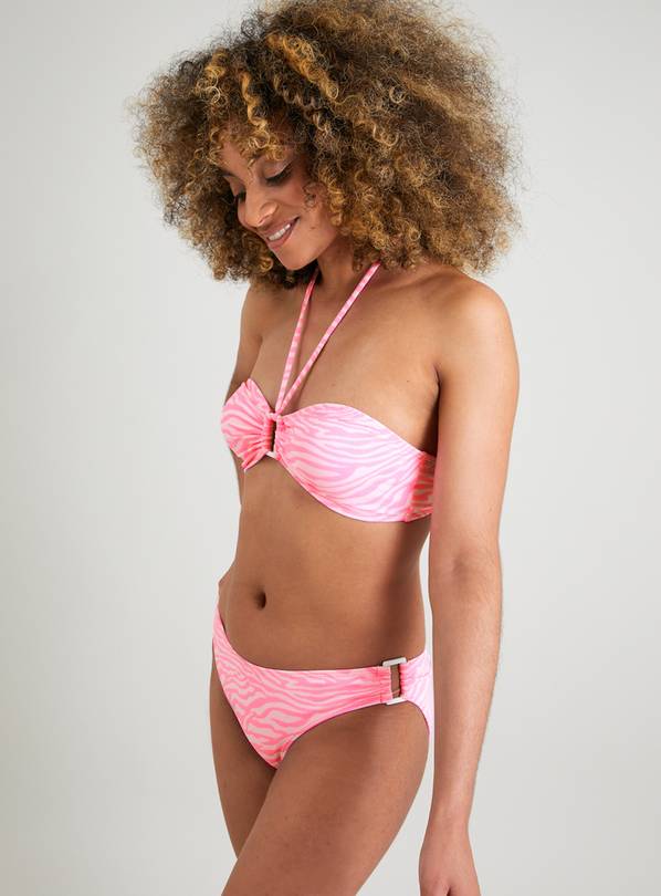 Women's Mini Me Pink Textured Zebra Print Bikini Bottoms 12