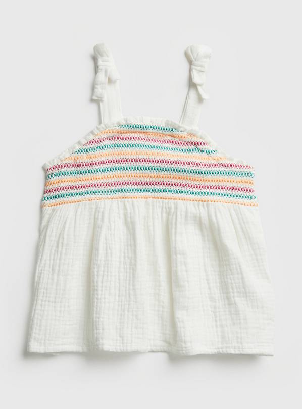 Buy White & Rainbow Woven Strappy Top - 3-4 years | Tops and t