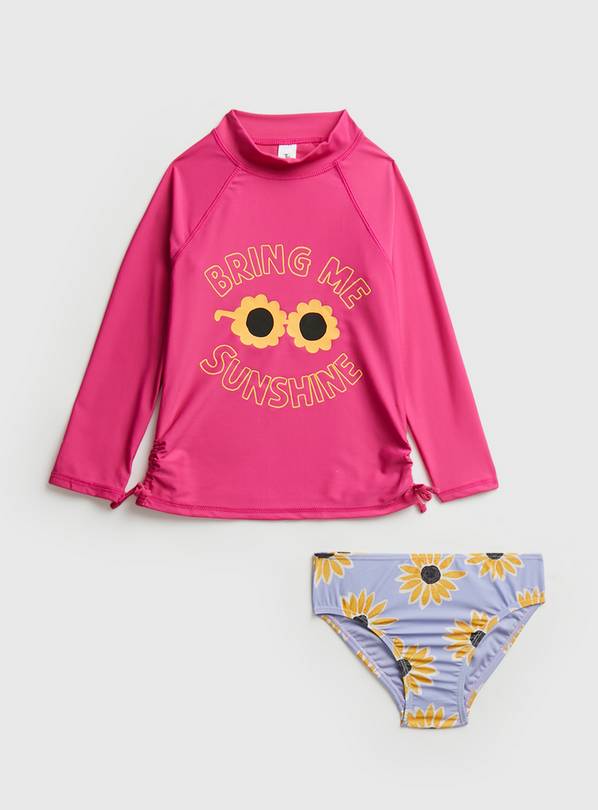 Pink & Lilac Sunflower Swim Set - 12 years