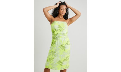 Lime Leaf Print Bandeau Jersey Midi Dress - 22