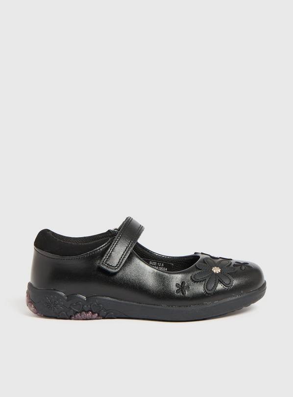 Black Floral Mary Jane Shoes 9.5 Infant