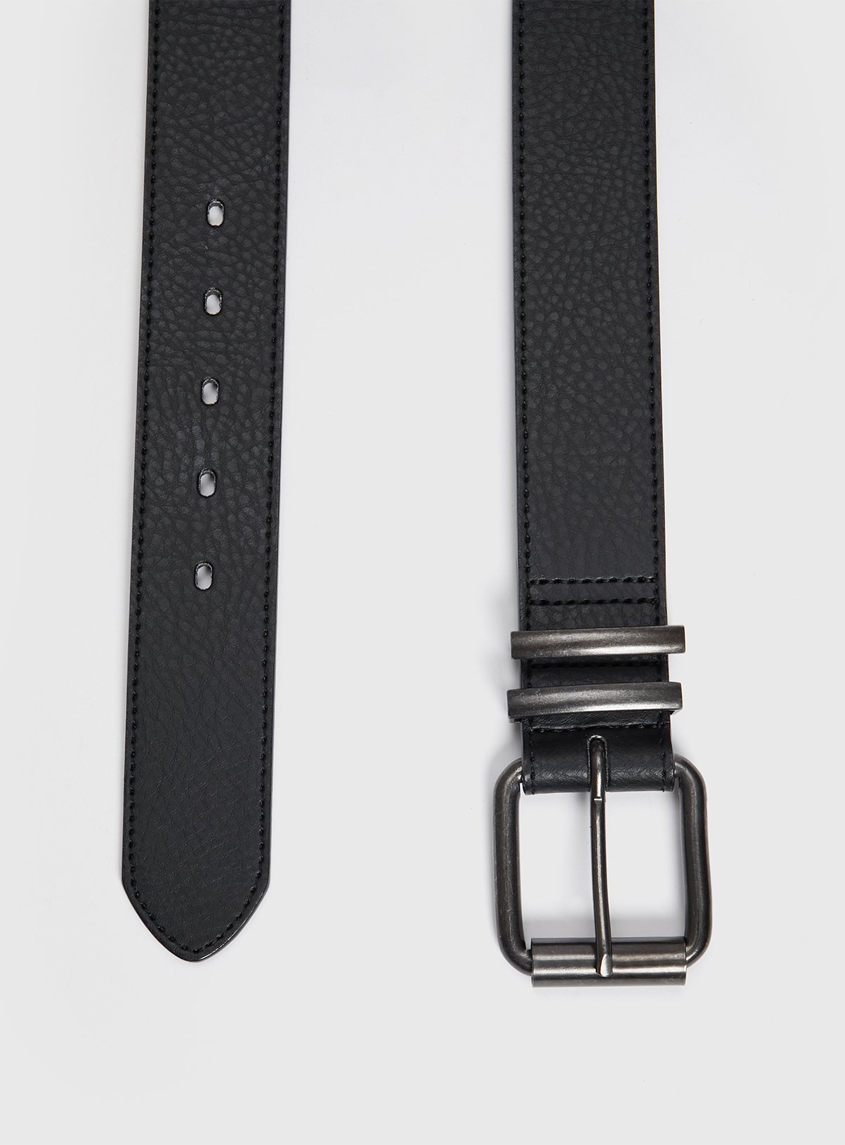 Black Faux Leather Dark Gunmetal Buckle Belt M - Image 2 thumbnail