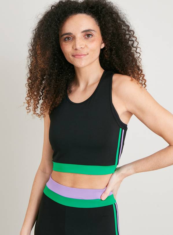 Active Black Colour Block Coord Crop Top 20