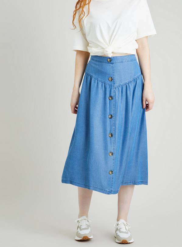 Buy Denim Blue Yoke Detail Full Skirt With TENCEL™ Lyocell 20