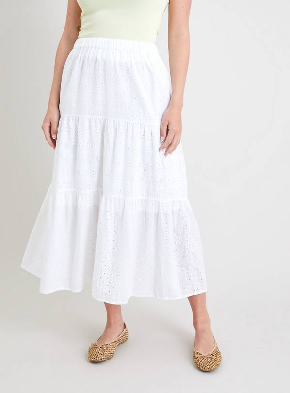 Buy White Broderie Tiered Skirt - 16 | Skirts | Argos