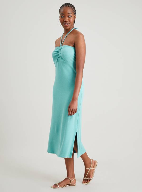 Turquoise halter neck dress sales