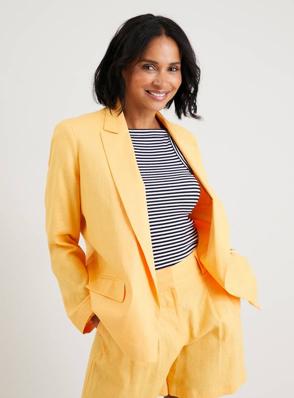 Long mustard blazer sale