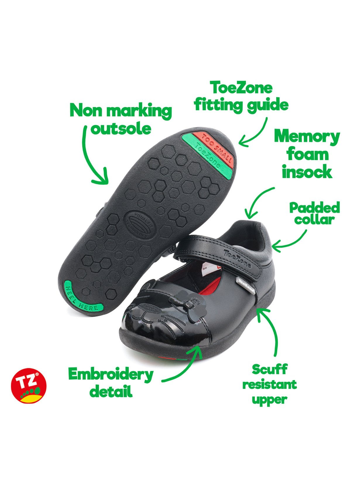 ToeZone® Black Cat Toe Shoes  13 Infant - Image 7 thumbnail