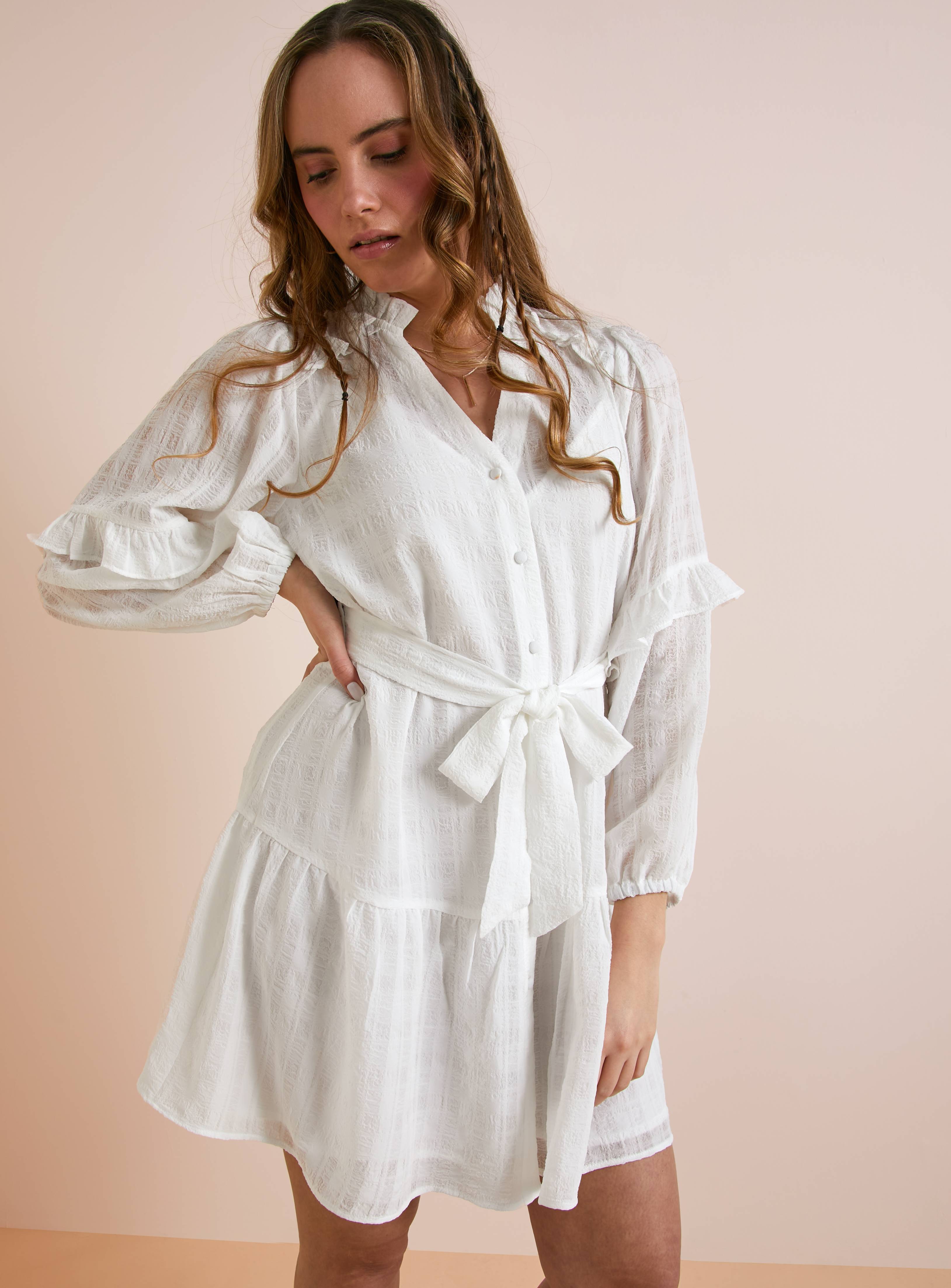 Everbelle Sheer Woven Check Mini Dress 8 - Image 2