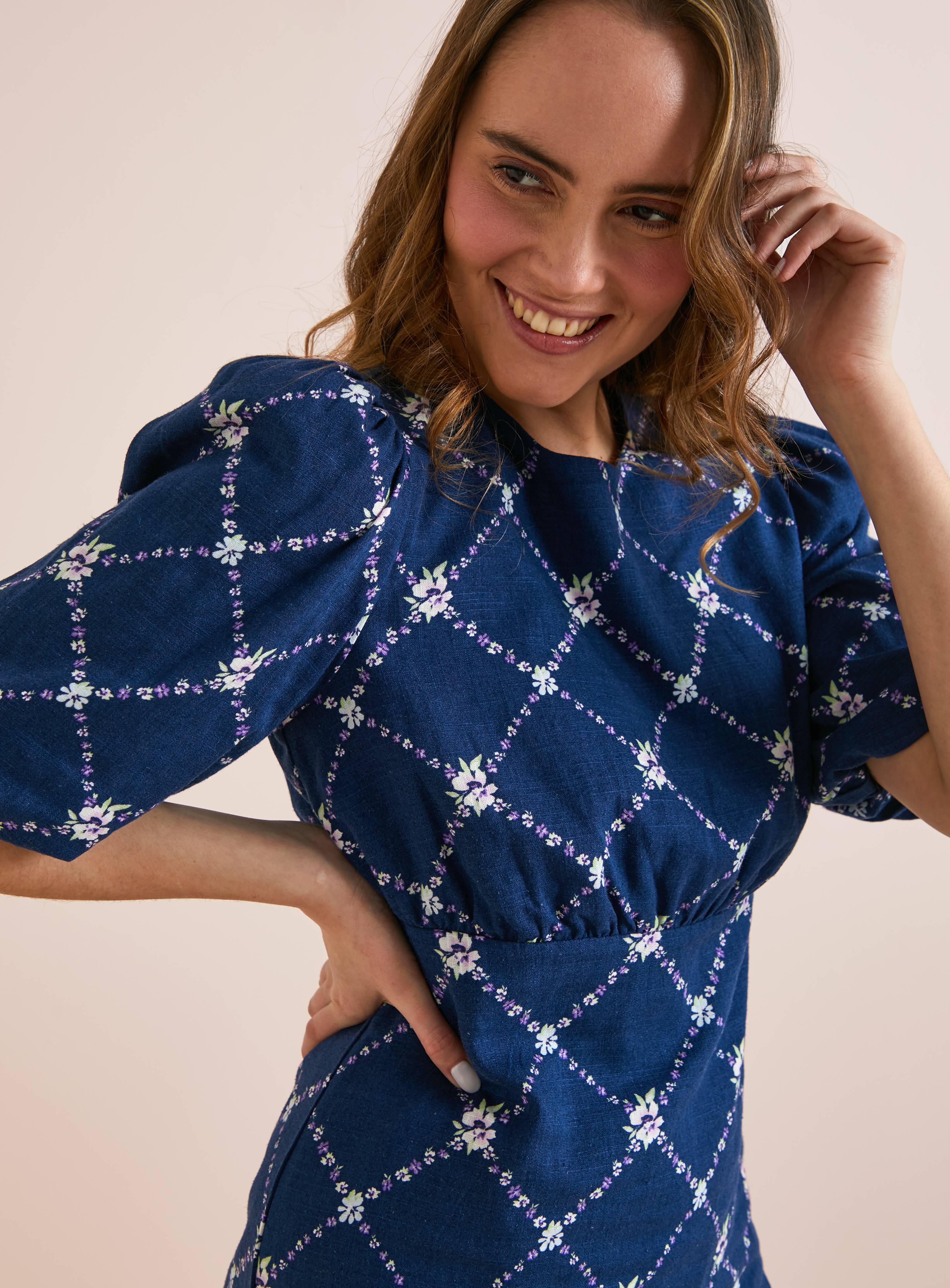 Everbelle Navy Trellis Floral Shift Dress 16 - Image 3