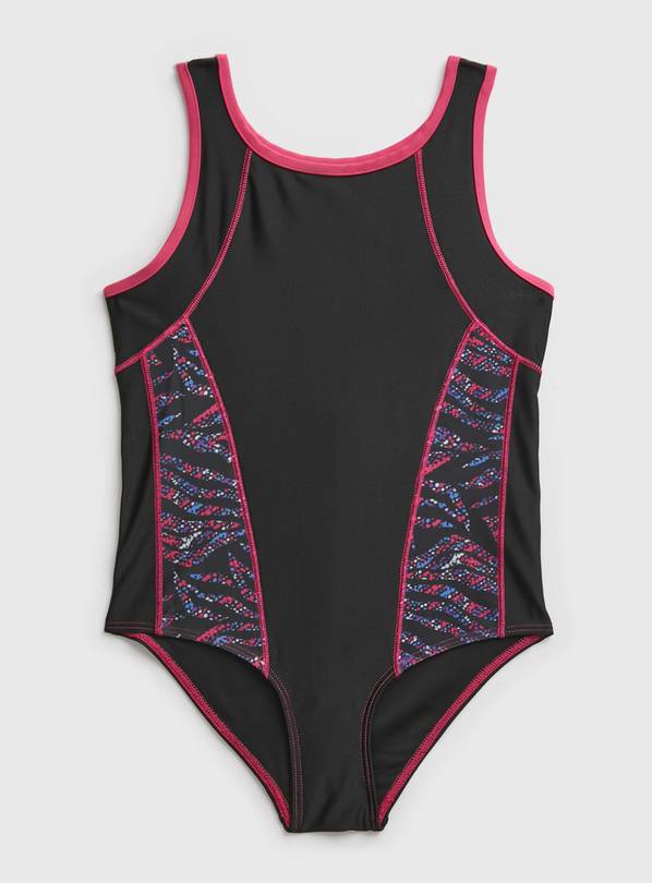 Black & Pink Cut Out Sports Swimsuit - 3 years