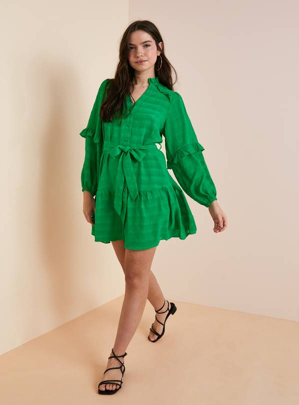 Everbelle Green Sheer Woven Check Mini Dress 16