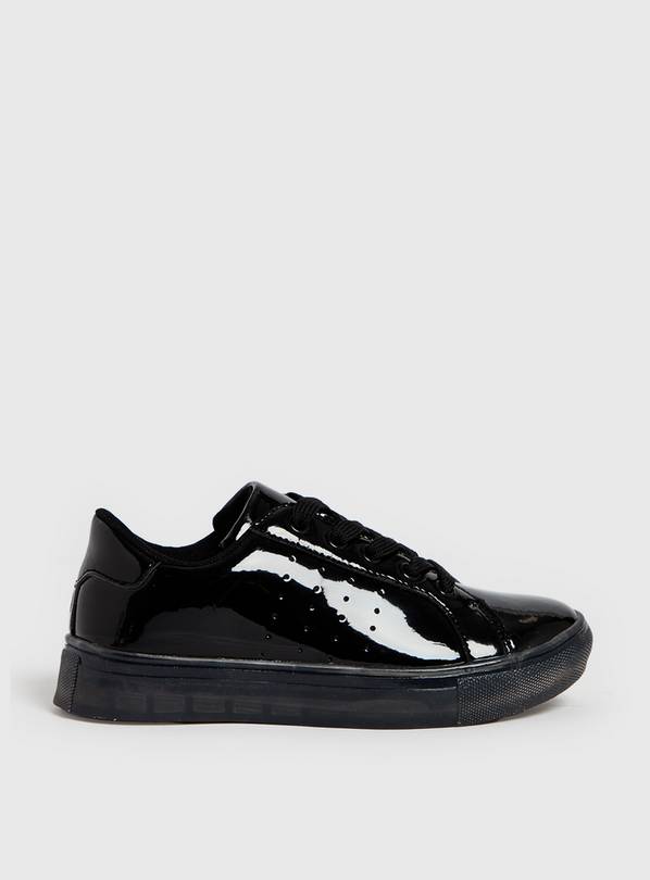 Black patent hot sale leather trainers