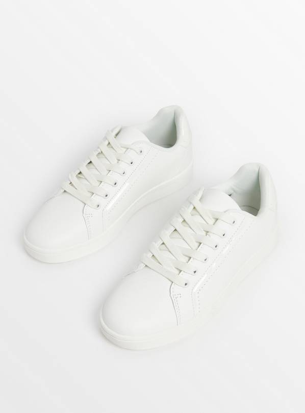 Mens plain white leather trainers sale