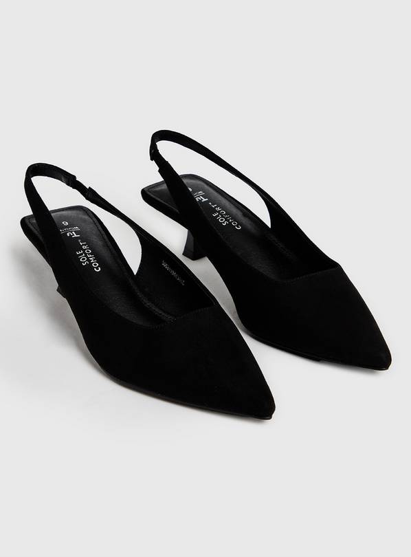 Black sling back outlet kitten heel shoes