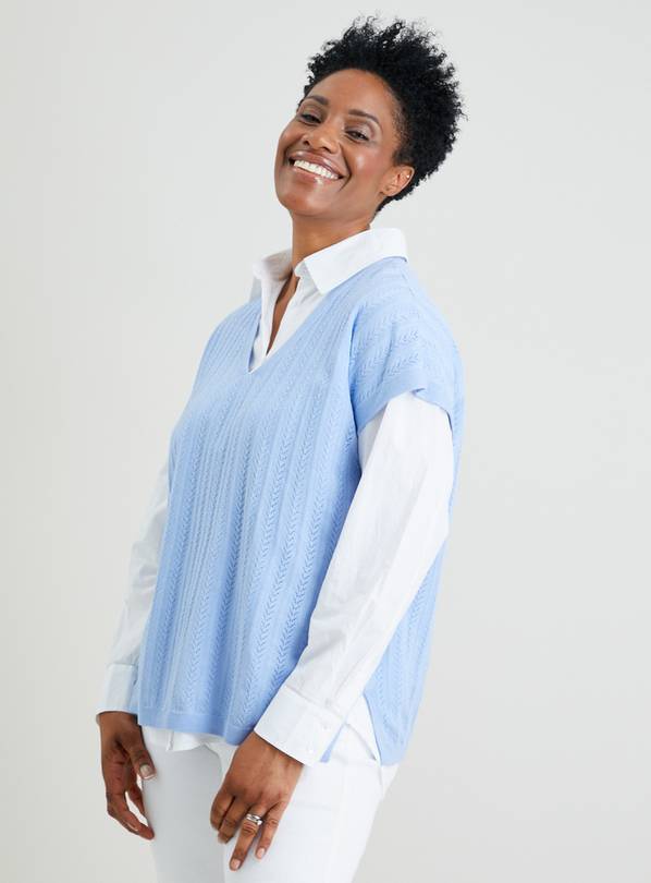 Buy Cornflower Blue Pointelle Knit Top 10 Tops Argos