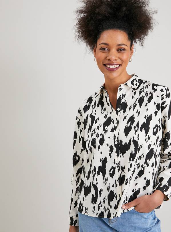 white animal print blouse